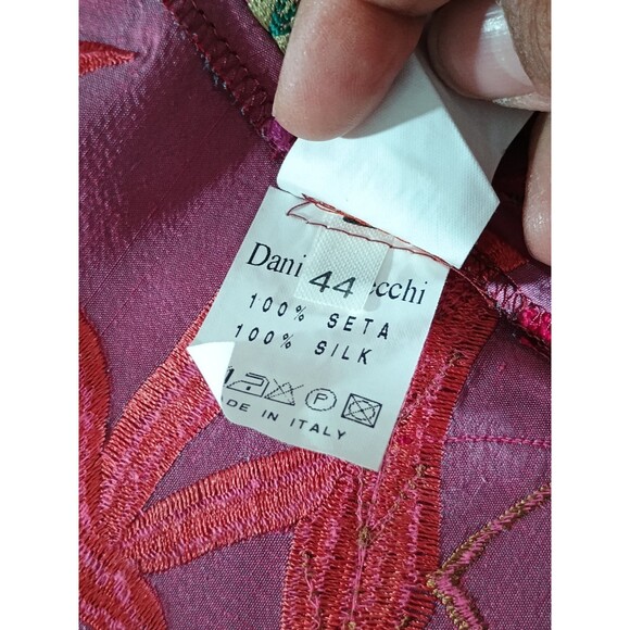 Daniela Vecchi Pink Floral Embroidered Blazer Jacket Italy Size 44 US 8 - Picture 5 of 8